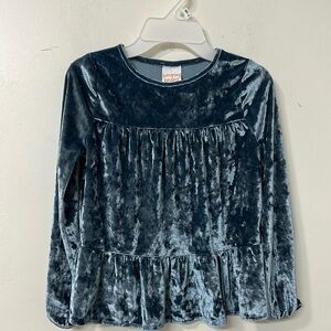 Jumping Beans Velvet Long Sleeve Top - Blue